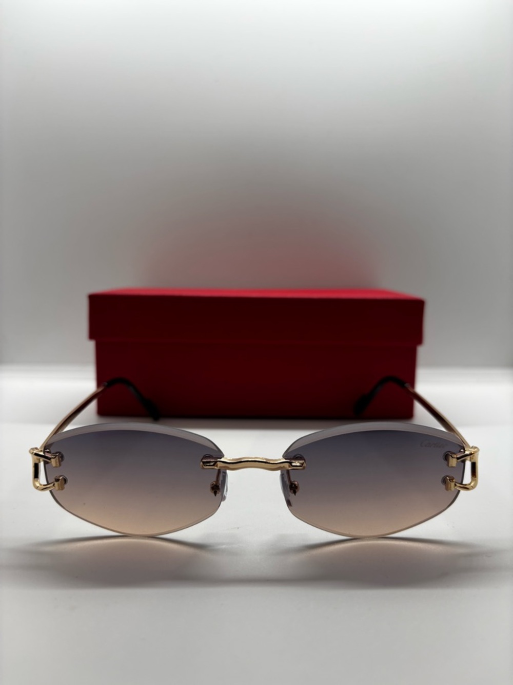 Rimless Gradient Lens Women's Sunglasses - Gold Frame, Gray Gradient